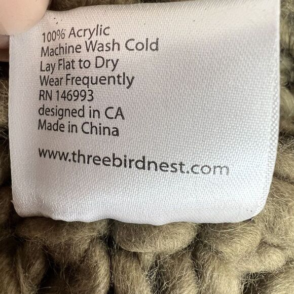 Three Bird Nest Chunky Olive Oversized Soft Cozy Knit Infinity Scarf - Picture 6 of 6